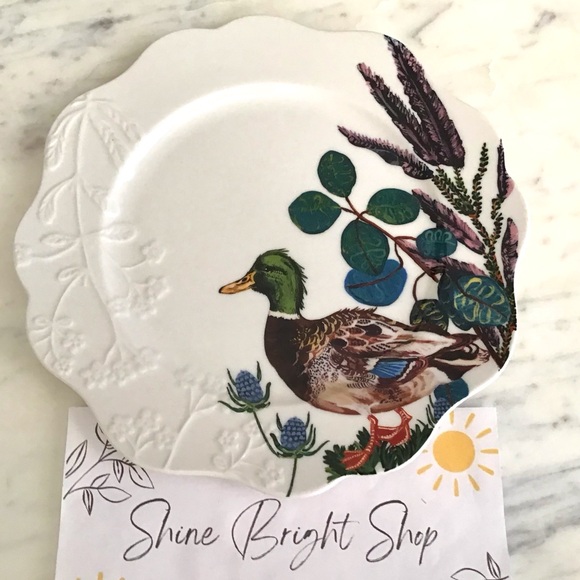 Anthropologie Nathalie Lete Handpainted Glazed Plate Duck New With Tag